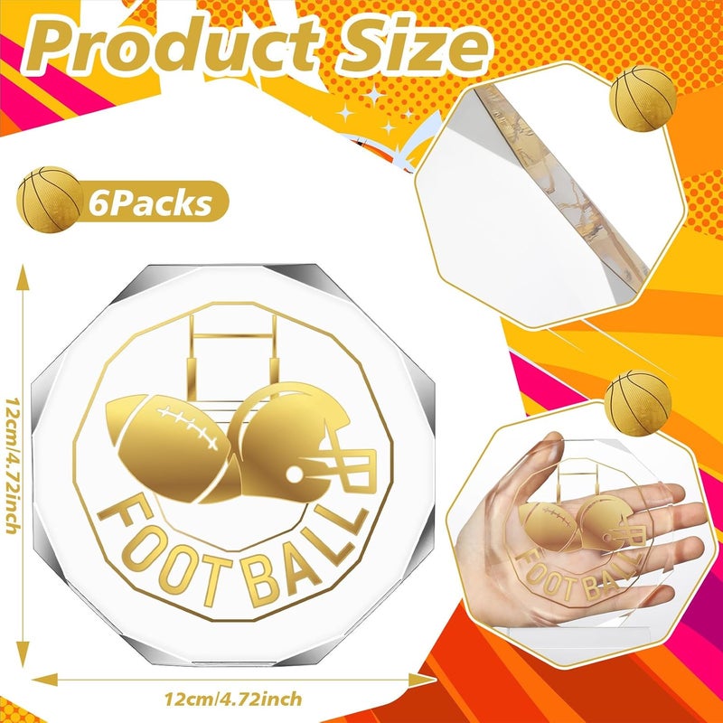 Anglechic 6 Pack Sports Trophy Acrylic Award Medals 4.72 x 4.72 Inch Sports Contest Trophies Bulk Plaques Team Prize Gift Trophies for Competition - Image 2